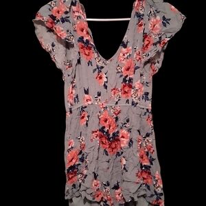 Source Unknown Floral V-Neck Jumpsuit